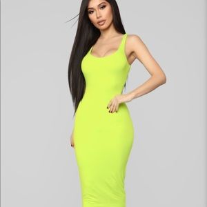 Maxi lime green bodycon dress